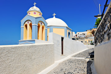 White domed church in Fira
