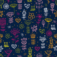 cute cartoon floral seamless pattern