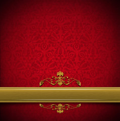 Luxury Floral Red and Gold Velvet Background