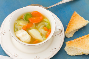 Fish soup close up