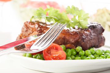 Pork spareribs on plate