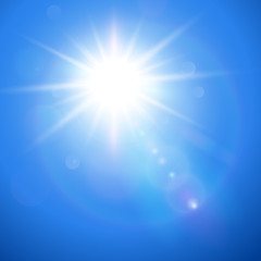 Sun with lens flare, vector illustration.