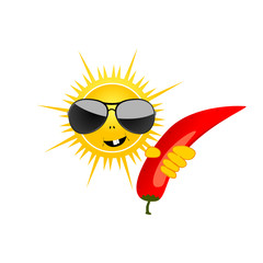 sun with chillies vector illustration