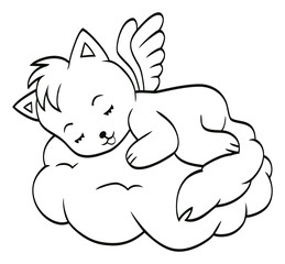 Cute sleeping angel-cat
