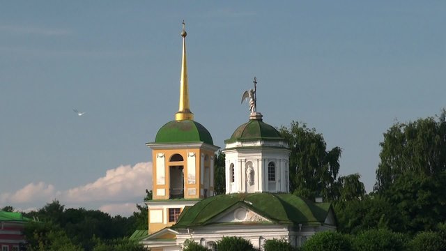 Kuskovo Estate. Church and Bell Tower. Moscow, Russia.