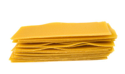 Uncooked lasagna pasta isolated