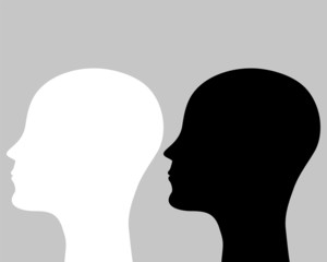 two silhouettes human head
