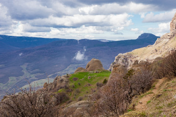 Cloudy weather in the Crimean mountains