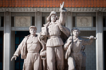 Revolutionary statues near Mausoleum of Mao Zedong in Beijing