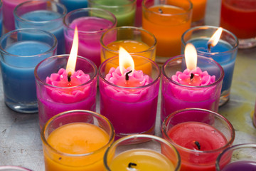 colorful burning candles