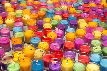 colorful burning candles