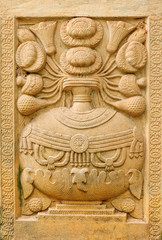 Fototapeta na wymiar Old marble bas-relief religious