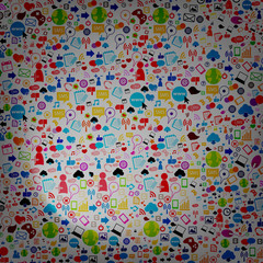 Obraz premium Social network background with media icons