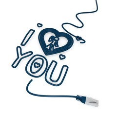 3d graphic of a cute new jobs icon coming from data cable