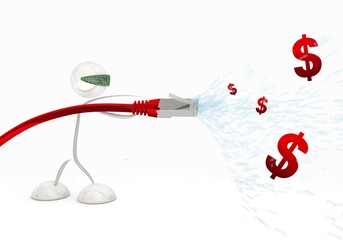 3d graphic of a cute new jobs icon coming from data cable