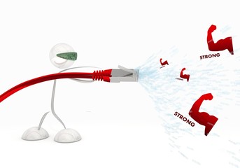 3d graphic of a cute new jobs icon coming from data cable