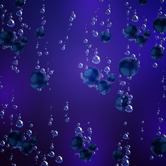 Vector Illustration of Blueberries Falling in Liquid