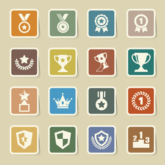 Trophy and awards icons set