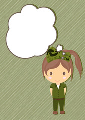 Soldier Dream girl cartoon vector
