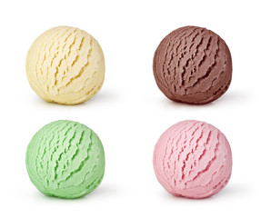 set of ice cream on white background