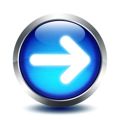 blu glass button - arrow