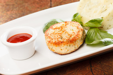Meat cutlet with mashed potatoes