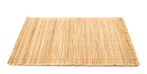 Foto op Plexiglas Bamboo straw serving mat isolated © exopixel