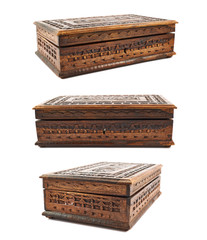 Wooden carved casket isolated