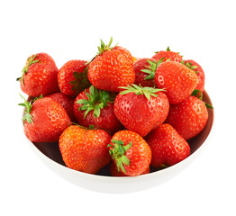Bowl full of ripe strawberries isolated