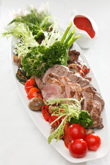 grilled meat with sauce