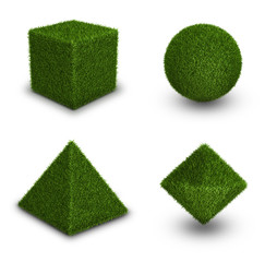 Green grass abstract shape figures
