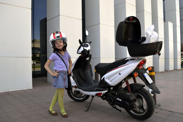 girl with motobike