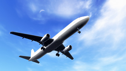 Fototapeta na wymiar Samolot w błękitne niebo