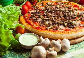 Italian pizza with ingredients