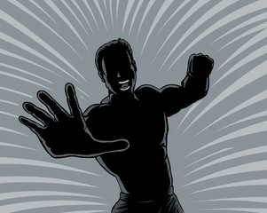 Outline punching man