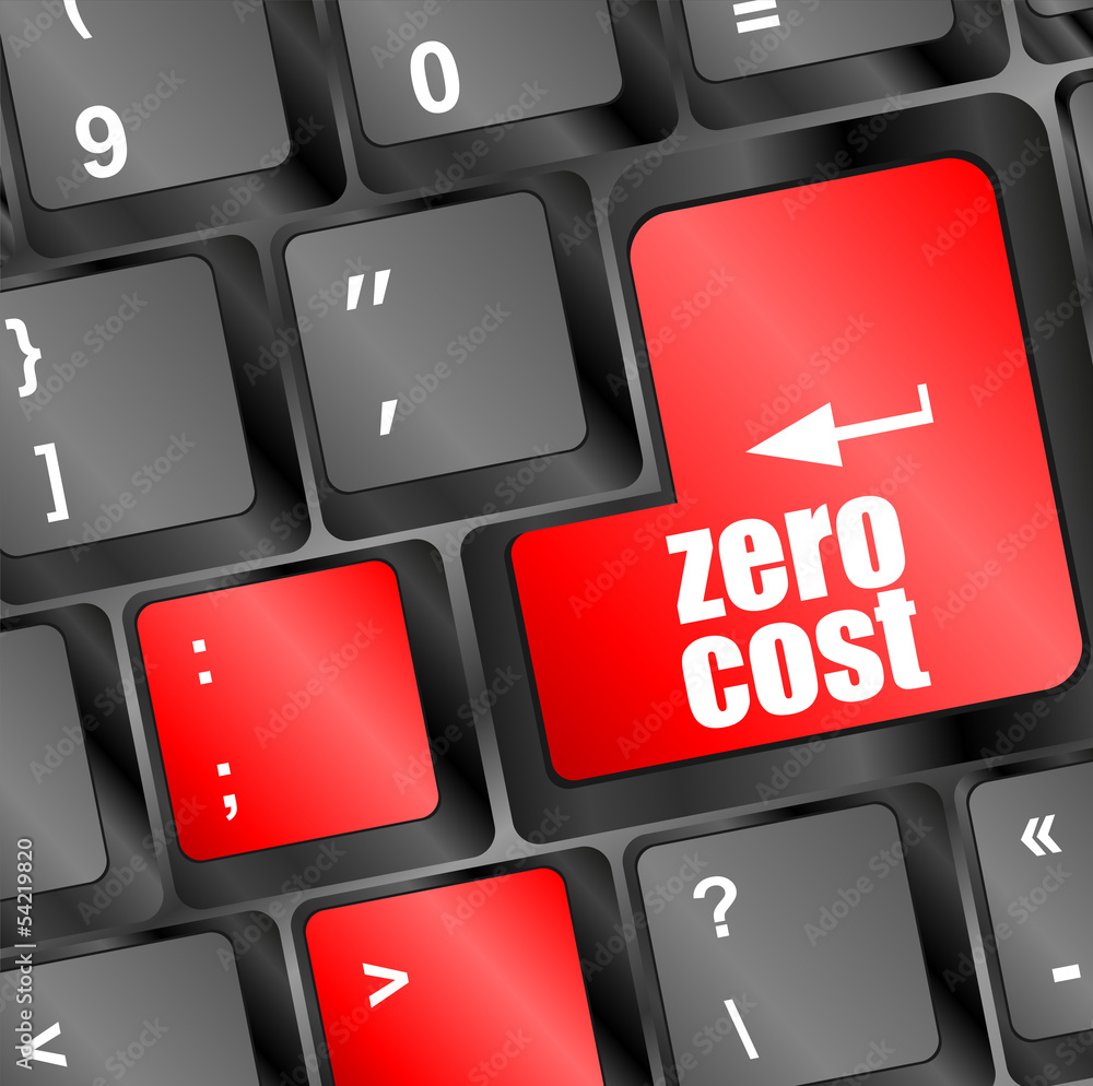Poster zero cost button on computer keyboard key
