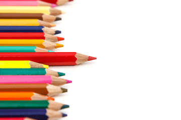 Red color pencil stand out other