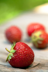 strawberry on wooden table