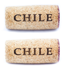 Isolated 'Chile' Horizontal Wine Cork