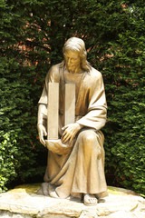 Statue of Jesus Christ holding World Trade Center buildings