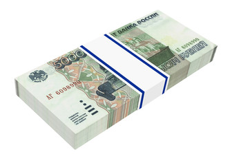 Obraz na płótnie Canvas Russian money isolated on white. 3D photo rendering.