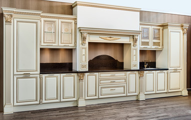 white modern kitchen room in classical style