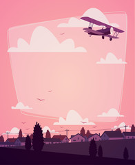 Biplane. Romantic background © Darumo