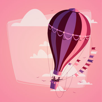 Hot air balloon. Romantic background