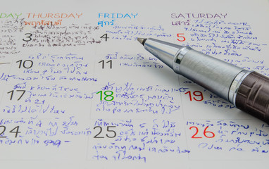 Pen on Calendar