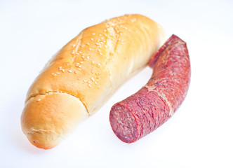 sausage and bread meat food isolated at white background