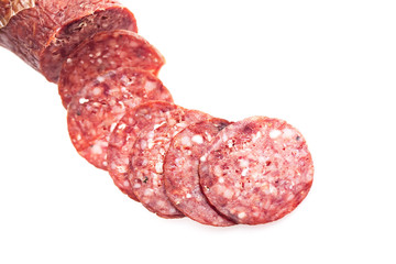 sausage salami meat food isolated at white background