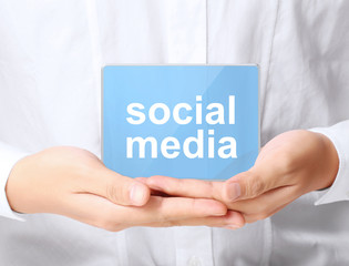 modern social buttons in hand