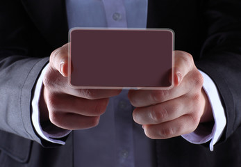 The businessman, a gesture, a finger.