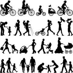 Family vector silhouettes collection